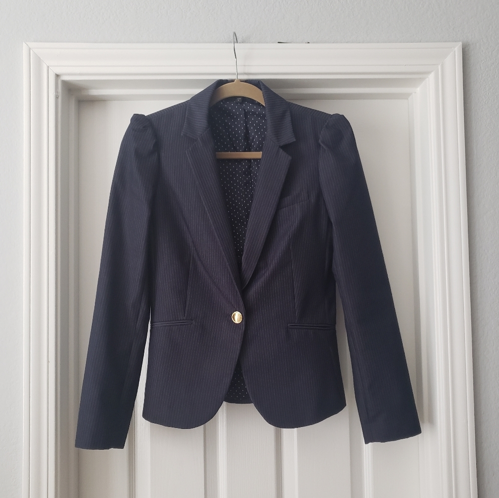 Express Navy Blue Pinstripe Blazer